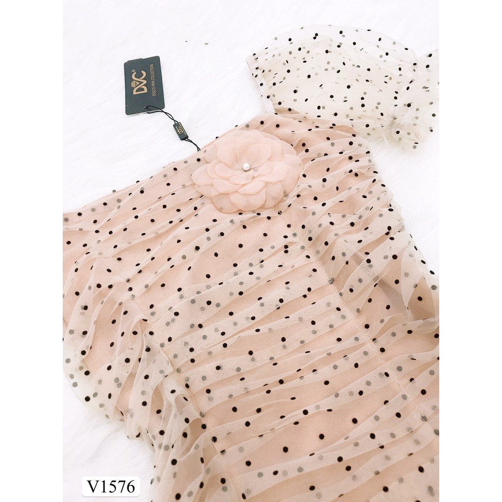 Váy be ôm chấm bi V1576 - Đẹp Shop DVC (Kèm ảnh thật trải sàn do shop tự chụp)