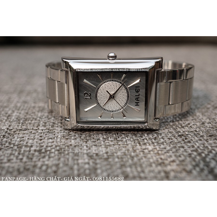 [Mã BLK2 Giảm 5% đơn 199k] Đồng Hồ Nam Mặt Chữ Nhật Halei Dây Thép Chống Gỉ Chống Xước Đồng Hồ Kim Chống Nước | BigBuy360 - bigbuy360.vn