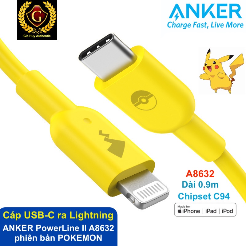 Combo bộ sạc iPhone 12, iPad ANKER PowerPort III Nano PIQ 3.0 20W A2633 + Cáp C to Lightning  ANKER PowerLine II A8632