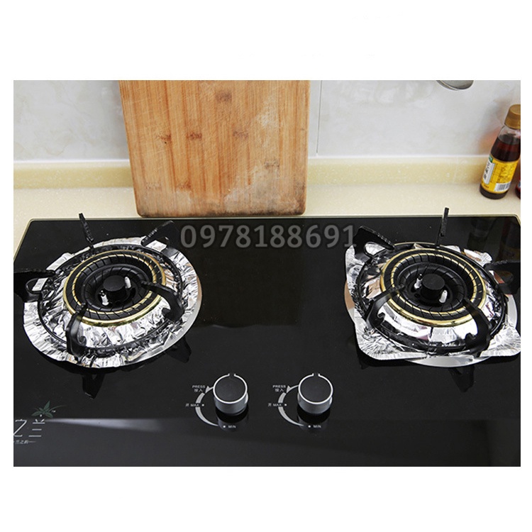 Lá Nhôm Lót Bếp Gas Chắn Dầu Mỡ - SET 10 Tấm Lót Bếp Ga