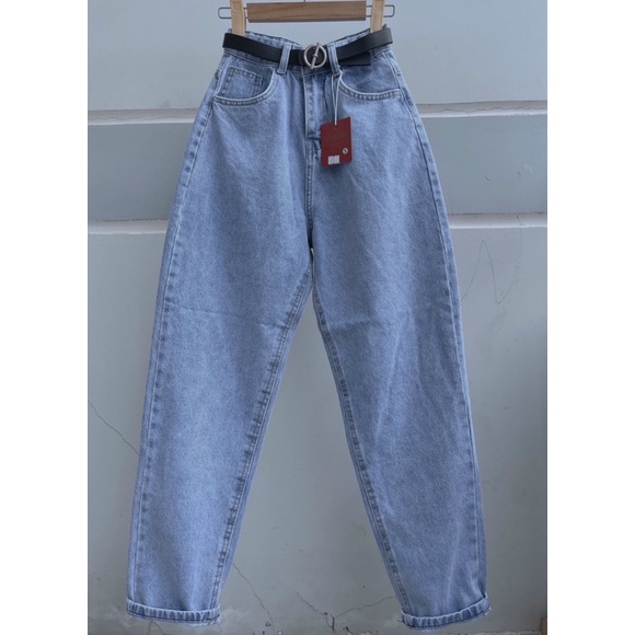 Quần jean baggy nữ cạp cao chất dày dặn không dãn M254