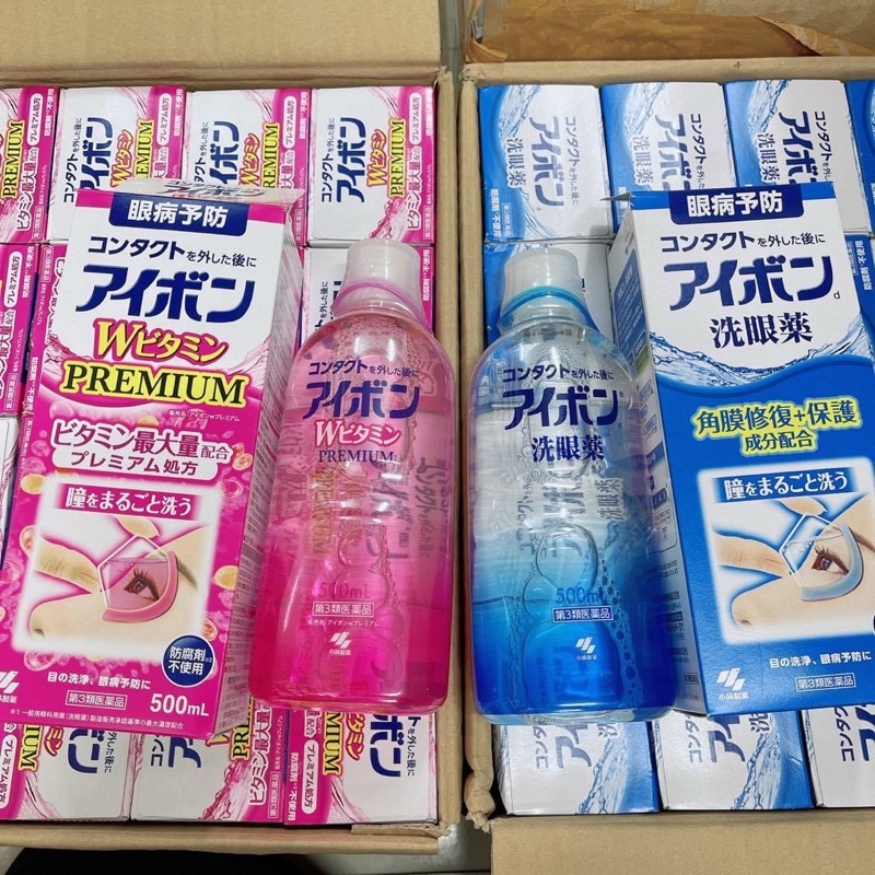 NƯỚC RỬA MẮT EYEBON W VITAMIN NHẬT 500ML - XANH & HỒNG