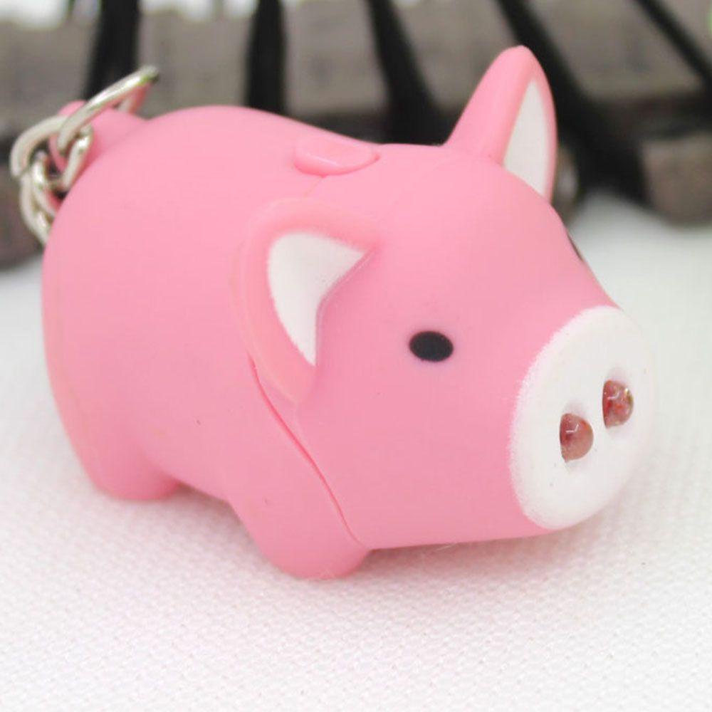 LANFY Móc Khóa Hình Heo Con Có Đèn LED Dễ Thương Giá Đỡ