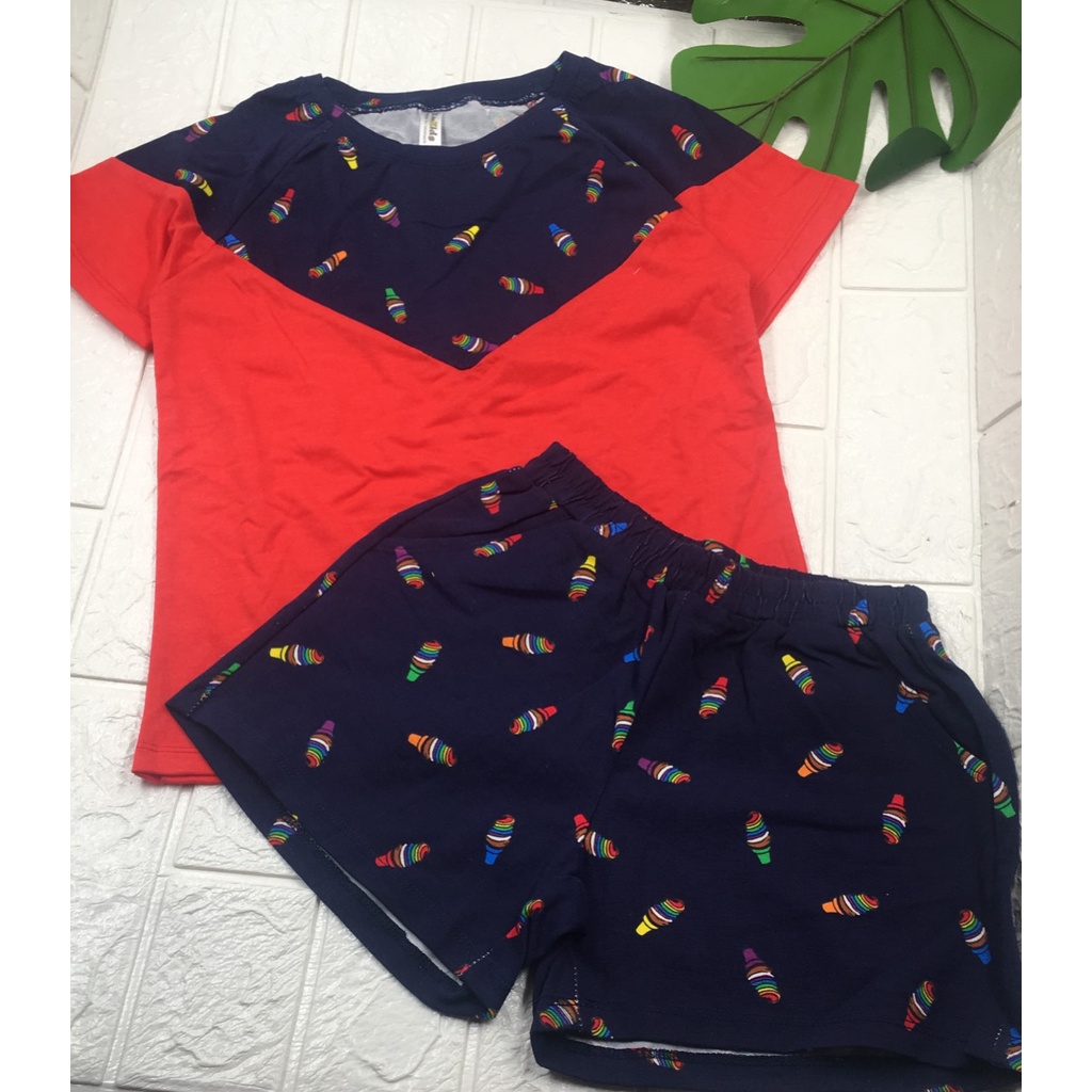 Bộ bé gái cộc tay vải xuất dư 100% cotton sz 8- 48kg