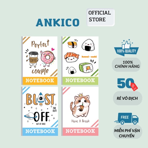 Lốc 10 quyển vở kẻ ngang Hải Tiến Sáng tạo 72/80 trang bìa nhiều hình đẹp đáng yêu ANKICO