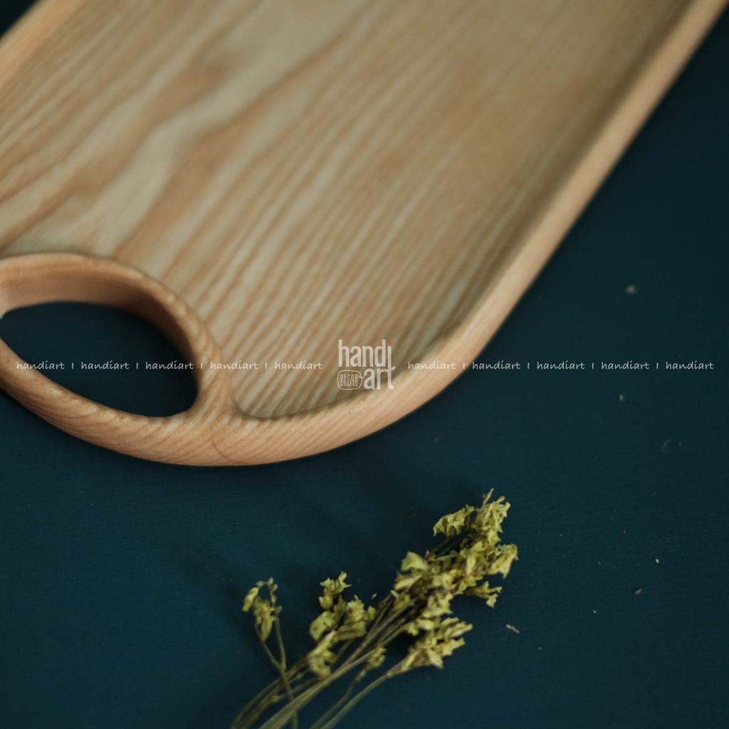 Khay gỗ Oval tay nắm - Khay decor (33*17cm)