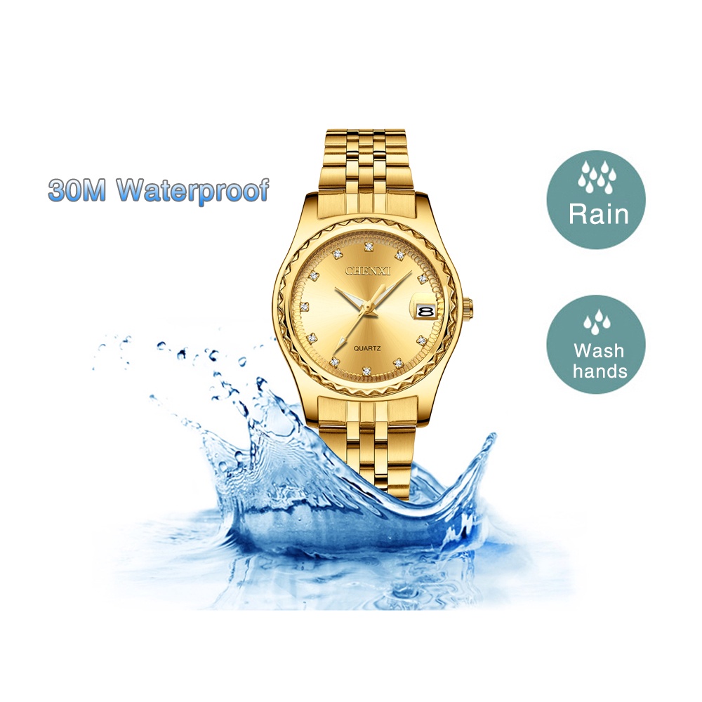 Đồng Hồ Chống Thấm Nước Bằng Thép Không Gỉ Đính Kim Cương Thời Trang Sang Trọng Chexi