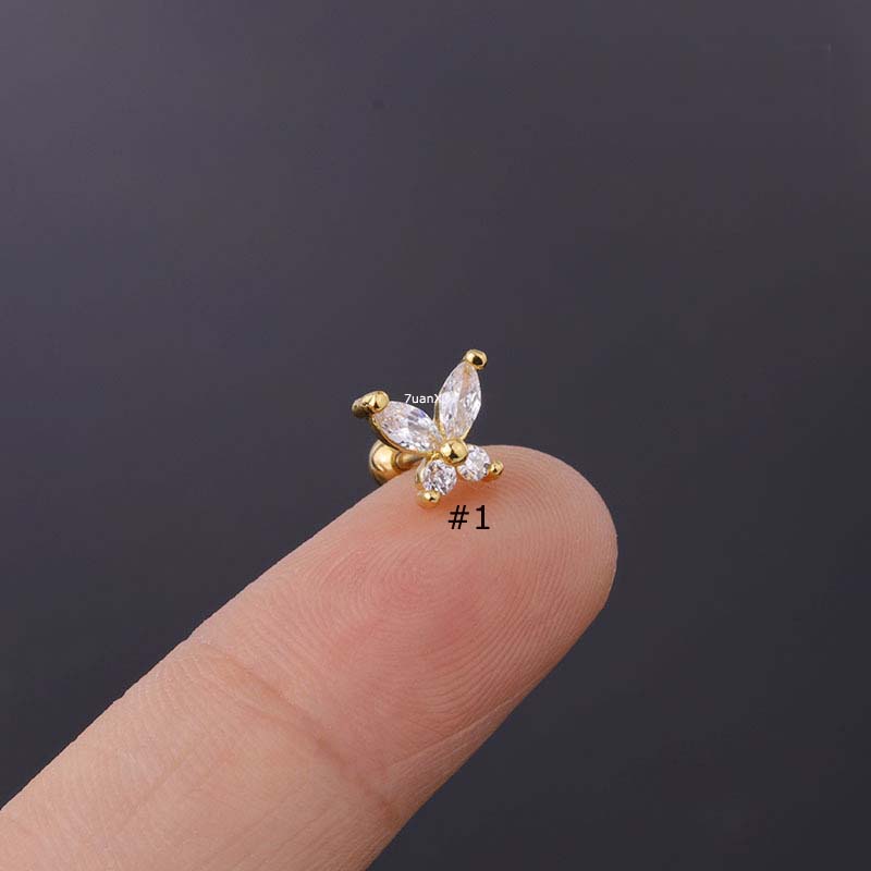 Khuyên Tai Hình Bướm Đính Đá Zircon 20g Kiểu Dáng Thời Trang