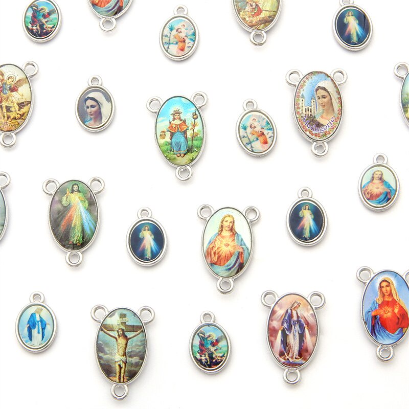 Bộ 20 mặt dây chuyền charm bằng hợp kim kẽm mặt kính cabochon hình oval màu bạc dùng làm trang sức thủ công