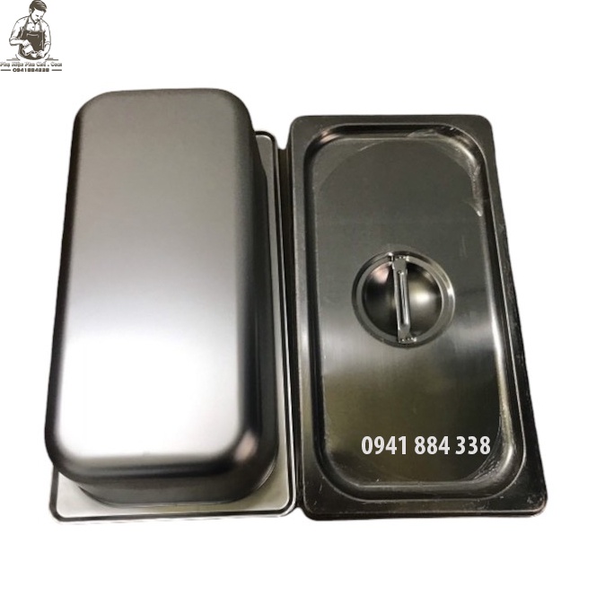 Khay Inox Đựng Topping 1/3, Khay Đựng Thạch(Có Nắp)
