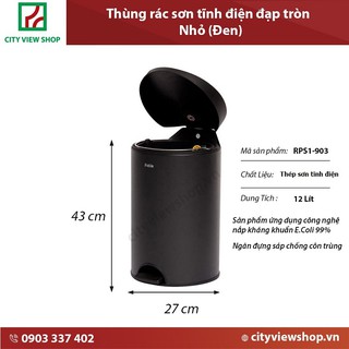 Thùng rác Fitis hình trụ tròn đạp chân -  thấp RPS1-903