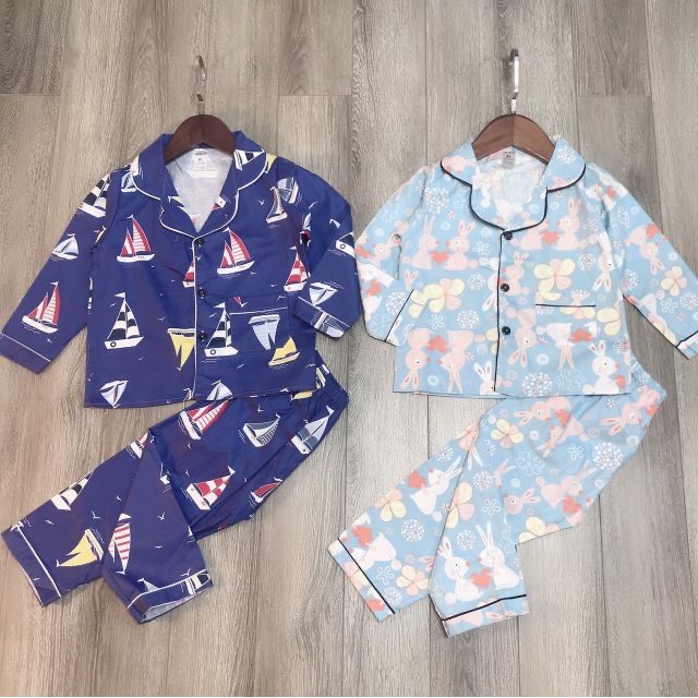 Đồ Bộ Pijama Cotton Dài Tay Cho Bé Trai Và Bé Gái