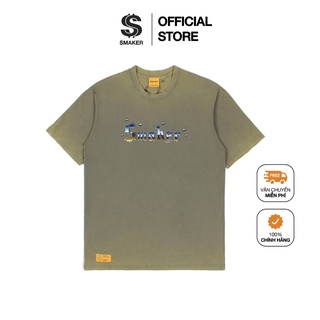 Áo thun cotton nam nữ unisex form rộng tay lỡ, local brand chính hãng - "sparkling logo" washed tee