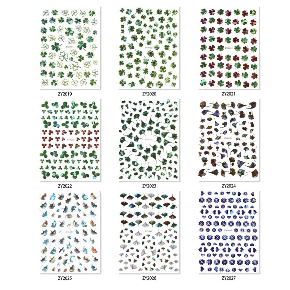 Miếng Dán Trang Trí Móng Tay Hình Cỏ Ginkgo Botany Màu Xanh Lá Thời Trang Cho Nữ