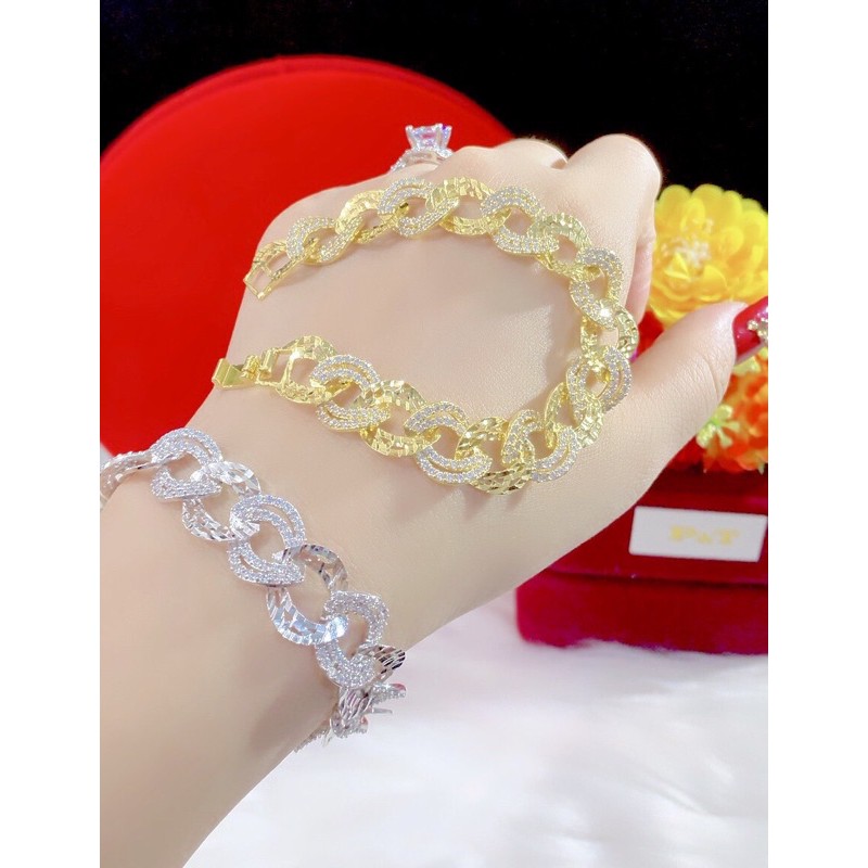 Lắc tay nữ màu vàng 18 màu bạch kim cao cấp