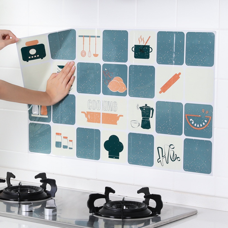 Decal dán bếp, giấy dán tường bếp chống bắn dầu mỡ, dễ lau chùi 75x45cm