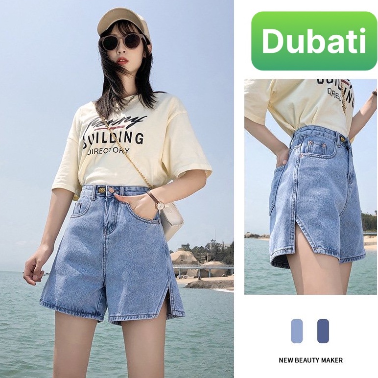 QUẦN SHORT SỌT JEAN LỬNG KIỂU NGỐ NỮ CHẤT BÒ XANH RÁCH MÉP LƯNG CAO NÂNG MÔNG  CAO CẤP MỚI  DB-247 - DUBATI FAS