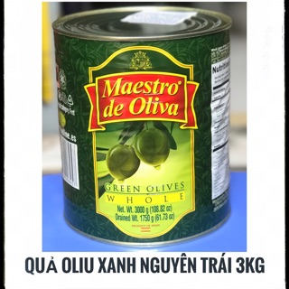 Quả oliu xanh nguyên trái Hộp 3Kg - Oliu Xanh nhập khẩu
