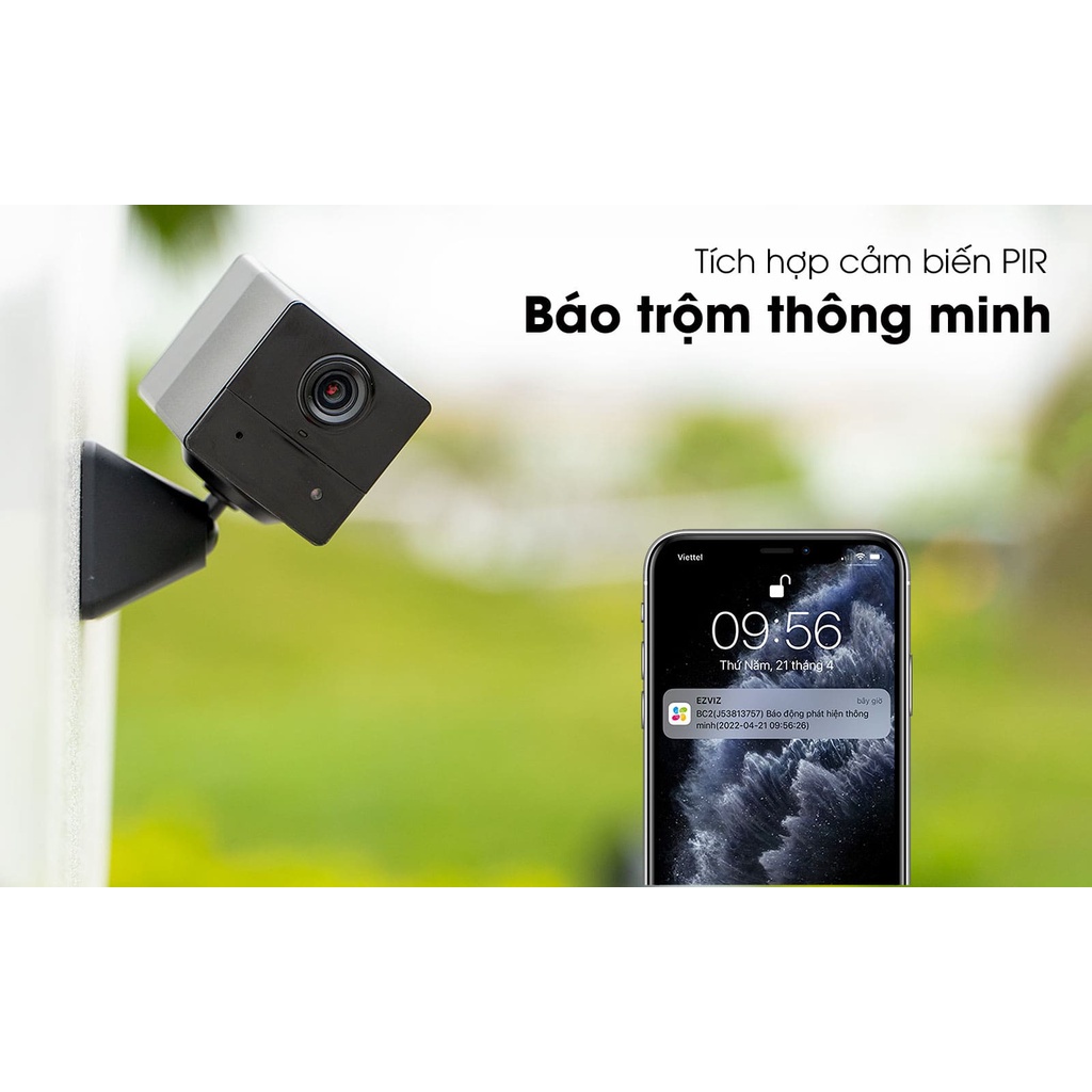 Camera wifi thông minh Ezviz BC2 chạy pin sạc, 1080P, đàm thoại 2 chiều, bảo hành 2 năm