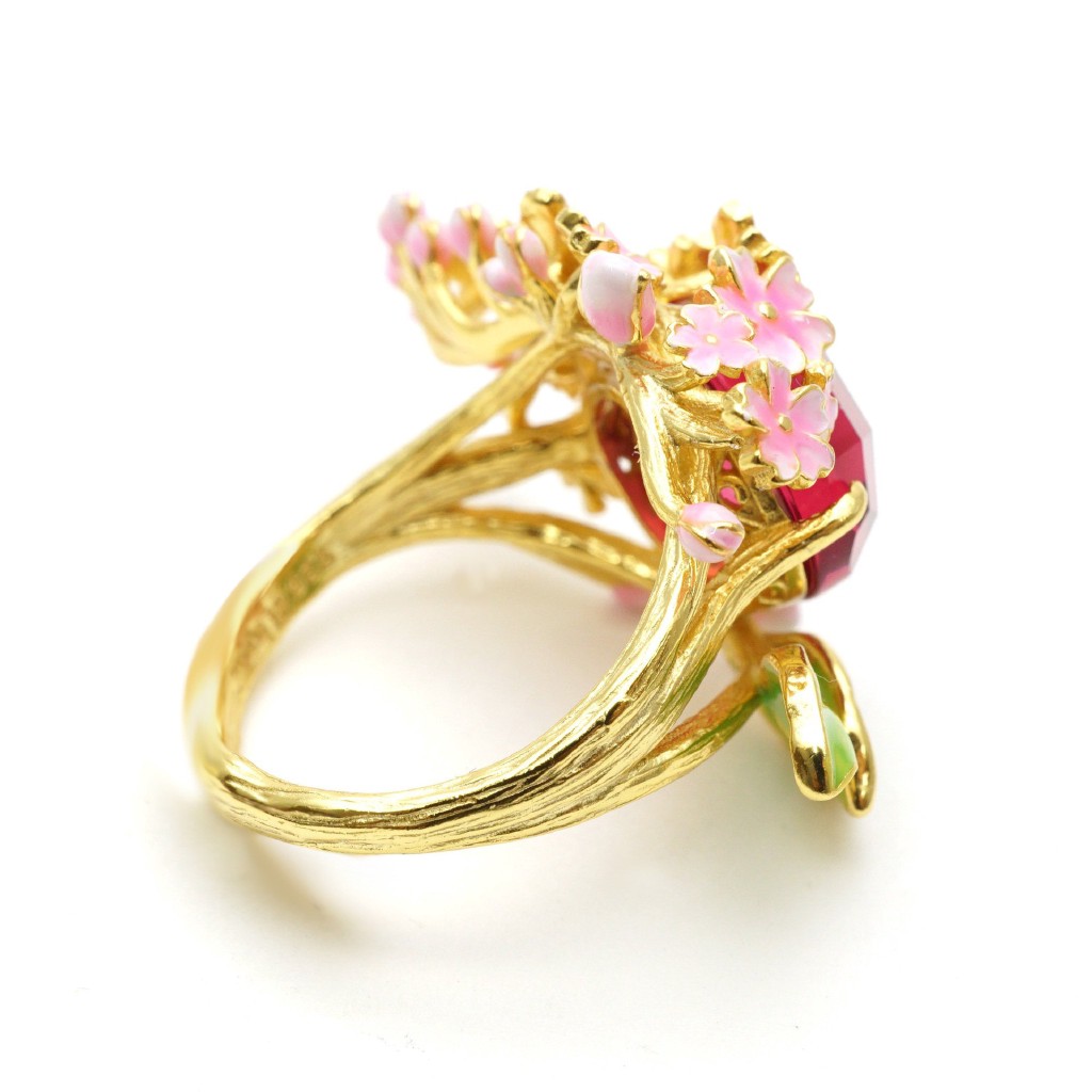 Nhẫn Đeo Tay Kim Loại Đính Đá Màu Hồng Xinh Xắn Cho Nữ