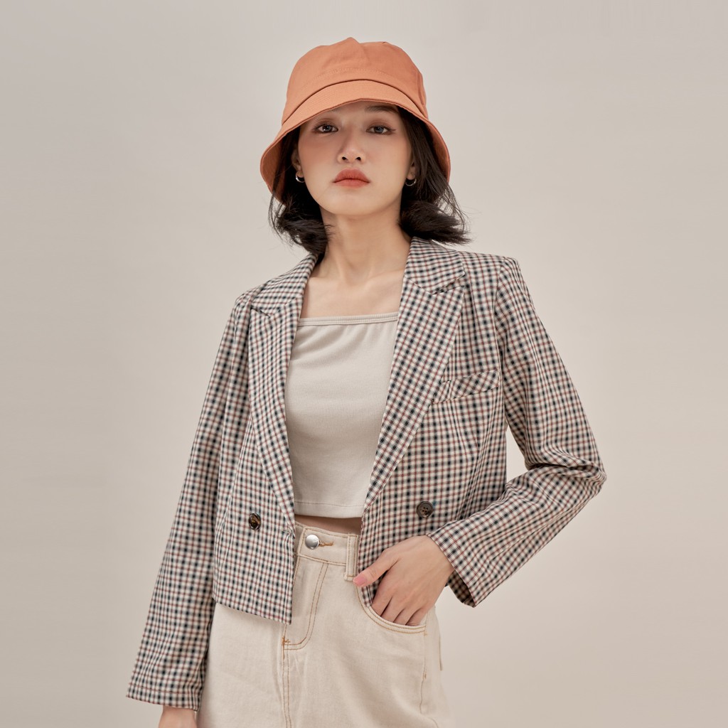 Áo khoác blazer crop caro TK - AKTK032 | BigBuy360 - bigbuy360.vn