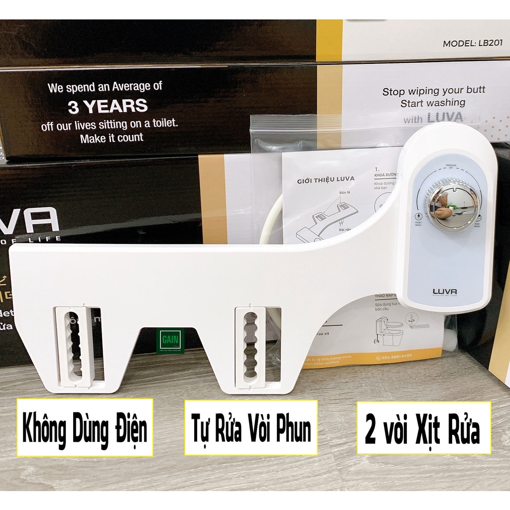 Vòi rửa vệ sinh thông minh Luva Bidet LB201, 2 vòi rửa, BH 3 năm, đổi lỗi 15 ngày,không dùng điện,điều chỉnh áp lực phun