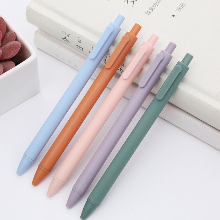 Bút gel đen nhiều màu vỏ pastel retro Nhám ngòi 0.5mm cực dễ thương, xinh xắn