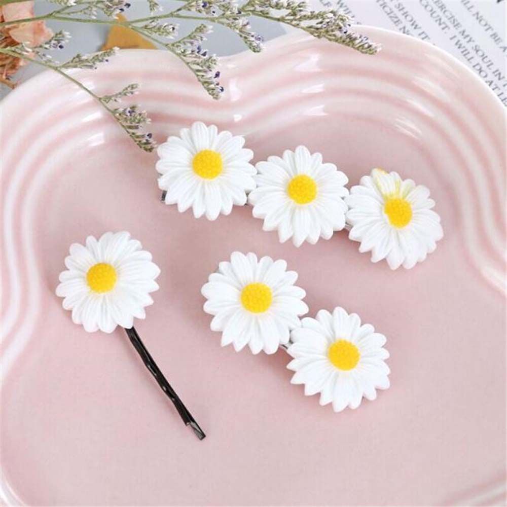 Kẹp Tóc Acrylic Mini Hình Hoa Cúc Trắng Dễ Thương Cho Nữ