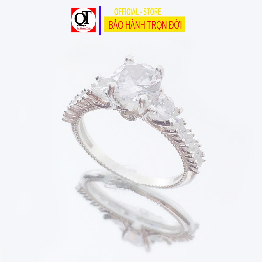 Nhẫn nữ thời trang chất liệu bạc ta đính đá cobic trắng sáng trang sức Bạc Quang Thản – QTNU79