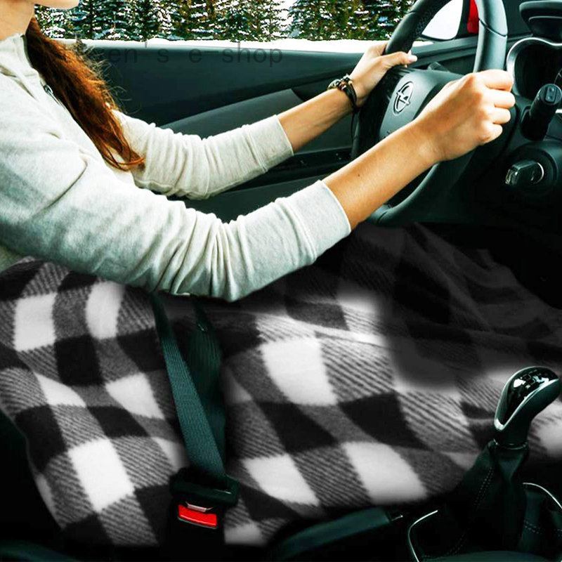 Chăn sưởi ấm 12v họa tiết sọc caro trắng đen dùng trên xe hơi/xe tải