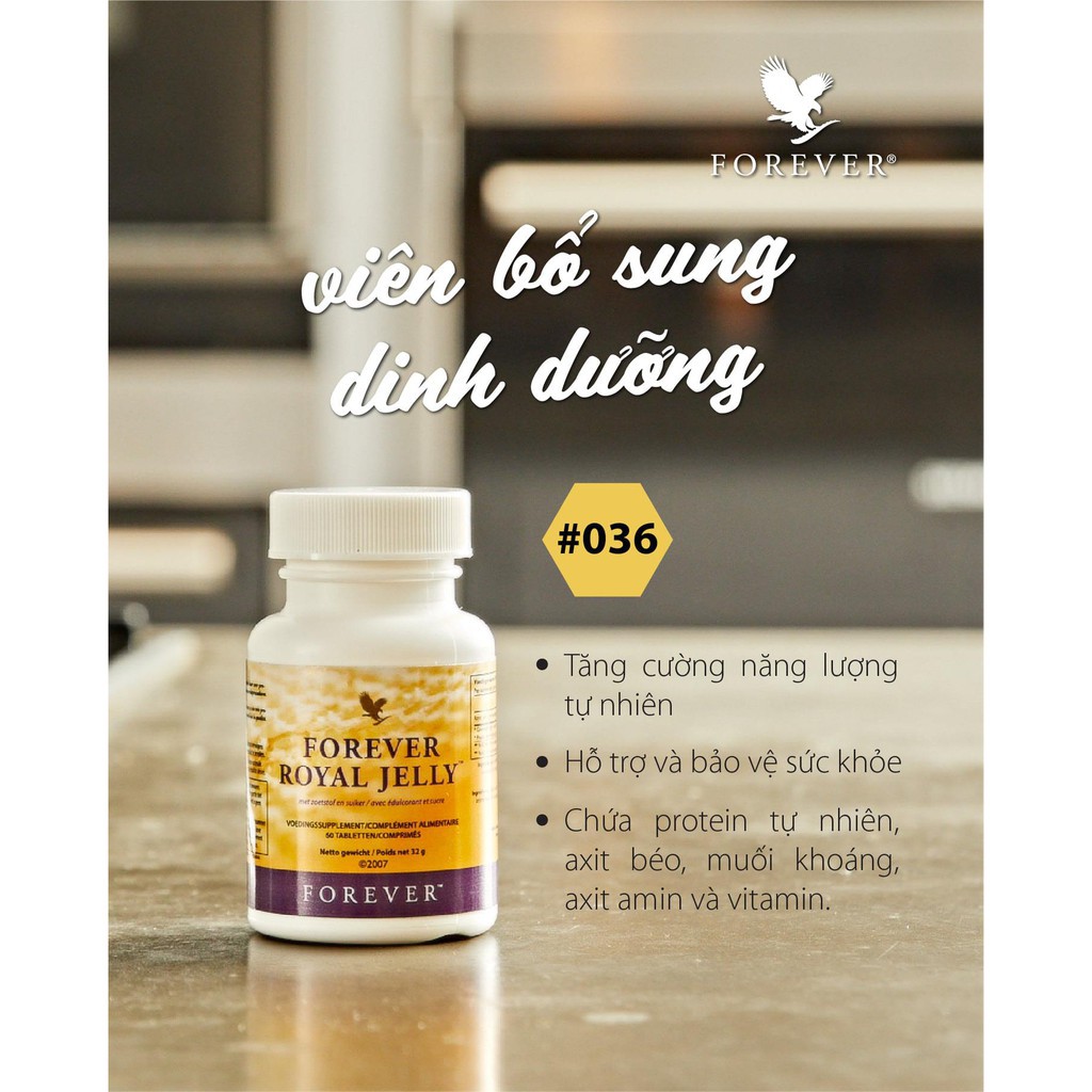 [CHÍNH HÃNG] Viên Sữa Ong Chúa Forever Royal Jelly #036flp. 60 viên/lọ