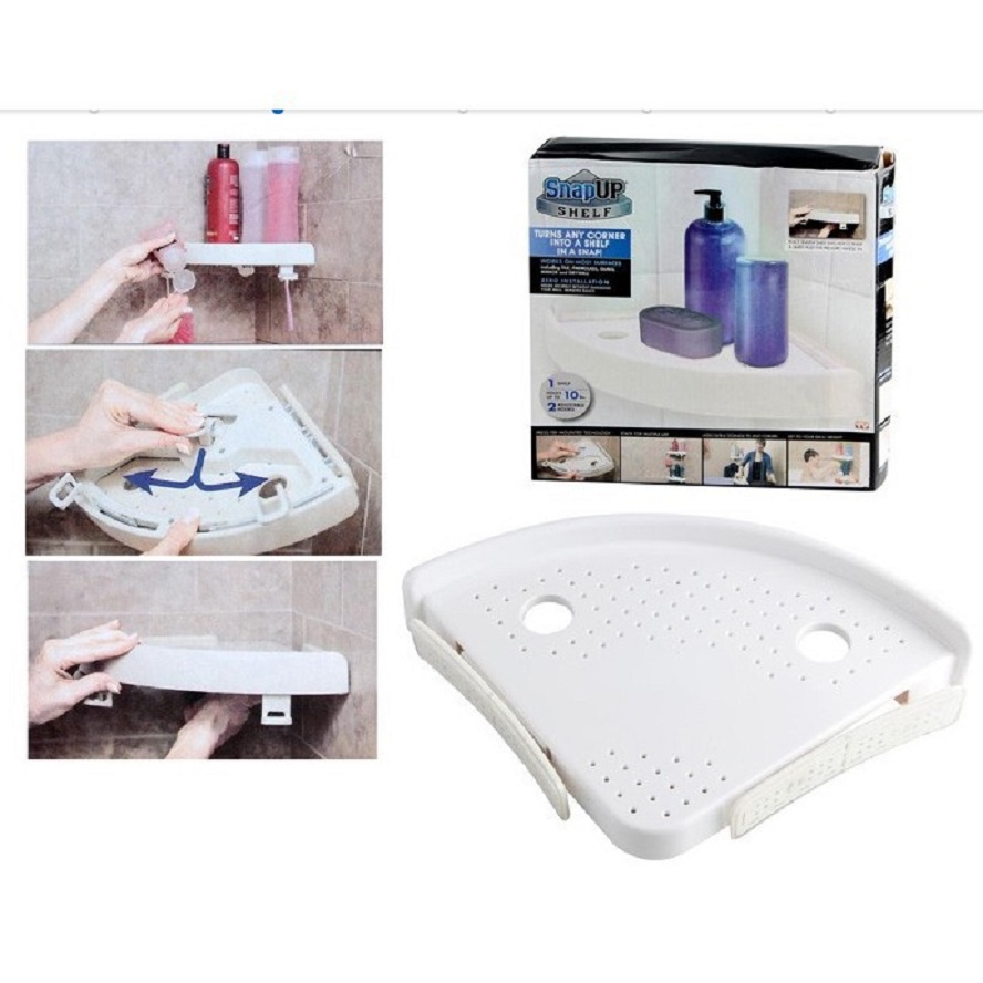 Kệ góc tường nhà tắm - nhà bếp thông minh - kệ dán tường Snapup siêu chắc không cần khoan vít101174