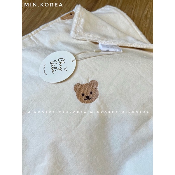 CHĂN GẤU CHEZBEBE 1 MẶT COTTON THÊU HỌA TIẾT 1 MẶT BÔNG MỊN - Made In Korea