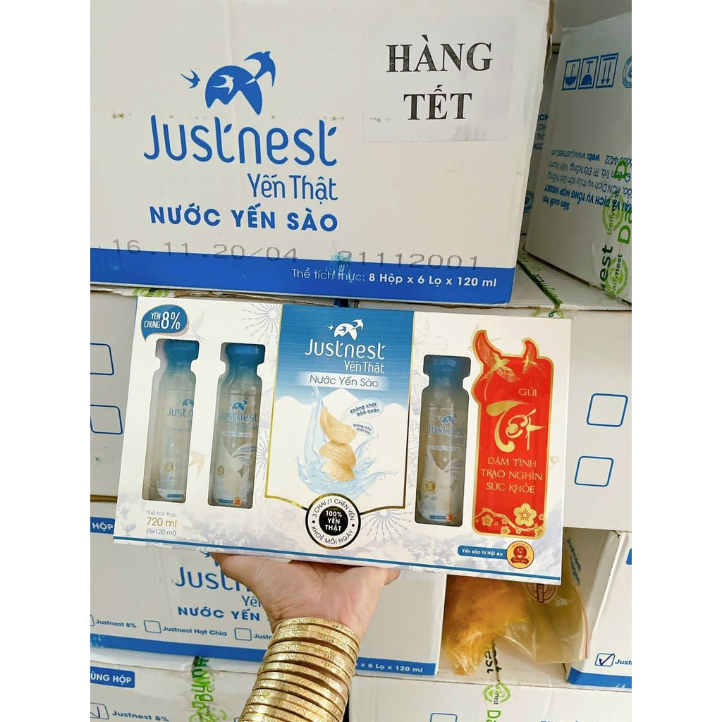 Hàng Cty Nước Yến Thật Justnest HỘP (6 lọ x 120ml) TẶNG KÈM TÚI XÁCH GIẤY | BigBuy360 - bigbuy360.vn