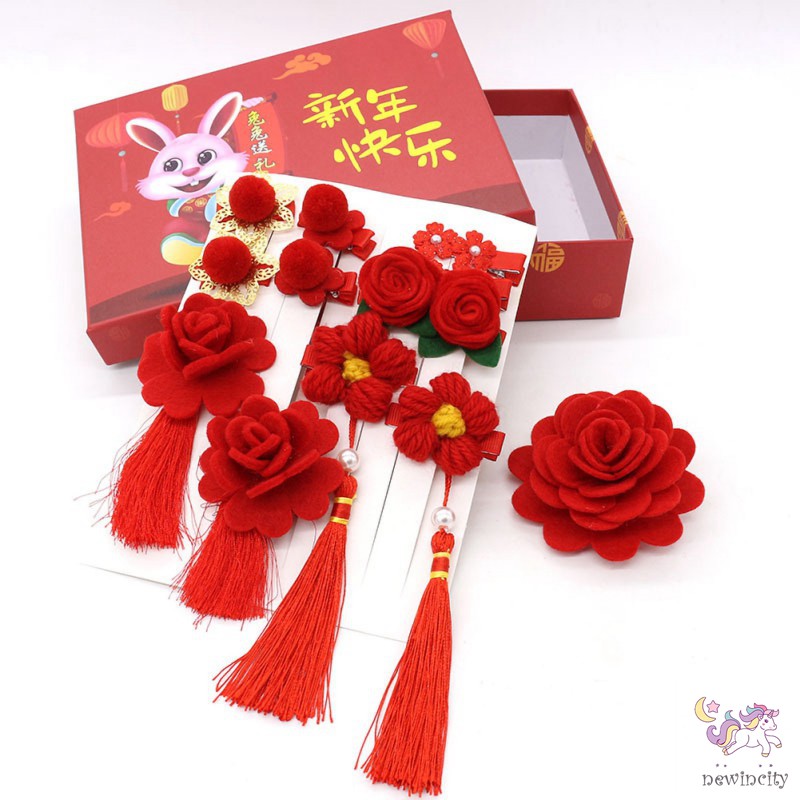 Set 13 Kẹp Tóc Tua Rua Phong Cách Retro Cho Bé Gái