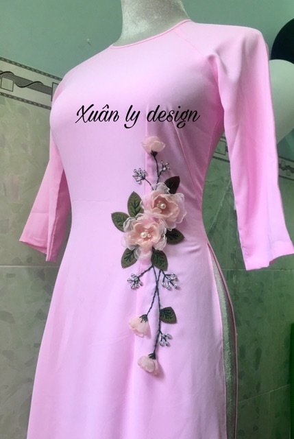 Set hoa voan kết đính áo dài