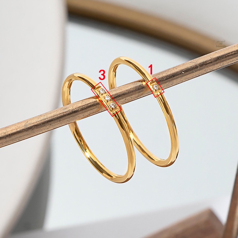 Nhẫn Titan Nữ Không Gỉ Mạ Vàng 18K Thiết Kế Đơn Giản Phong Cách Ins Hàn Quốc Mới Nhất 2023