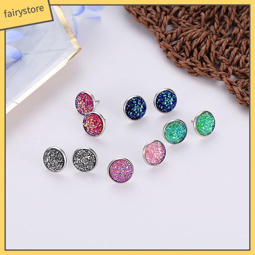 Đôi bông tai hình tròn bằng thép không gỉ kiểu dáng thời trang phong cách cho nữ