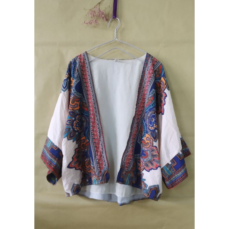 |2hand| Áo khoác kimono voan lụa nhật hoạ tiết thổ cẩm xinh xắn