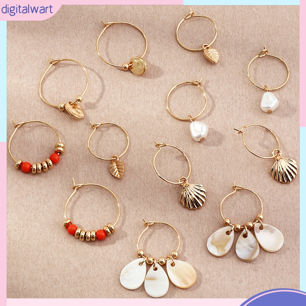 Bộ 6 Đôi Khuyên Tai Hình Vỏ Sò Xinh Xắn Cho Nữ