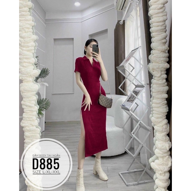 BIGSIZE Đầm body tay ngắn hở lưng D885