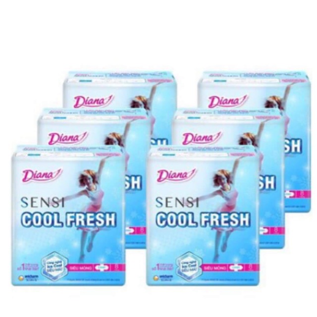 Lốc 6 gói Băng Vệ Sinh Diana Sensi Cool Fresh siêu mỏng