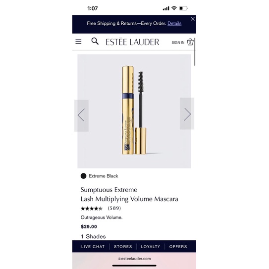 Mascara Estee Lauder SUMPTUOUS EXTREME LASH MULTIPLYING VOLUME ĐỦ BILL