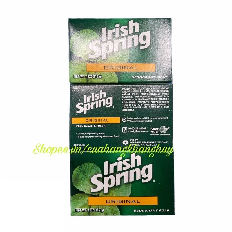 Lốc 3 Xà bông cục Irish Spring Original (113 g x 3 cục)