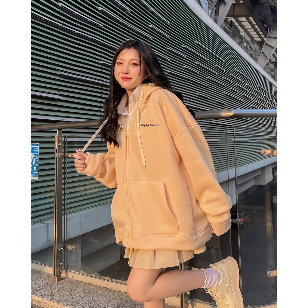 Áo khoác nỉ Hoodie in chữ Aleyah Lavelle trước ngực nhiều màu form rộng ulzzang - Made by Fiin | BigBuy360 - bigbuy360.vn