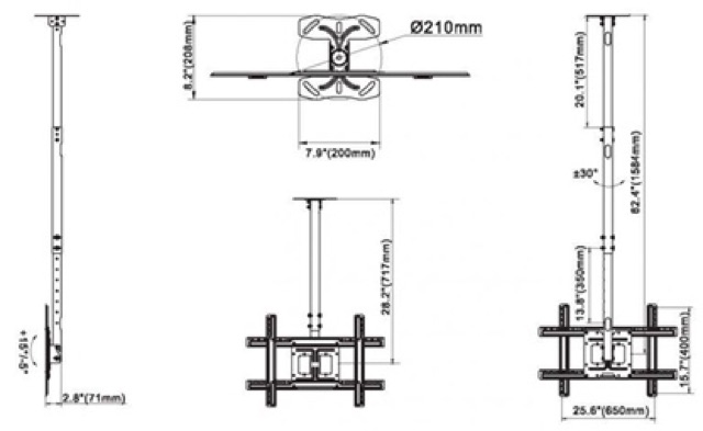 GIÁ TREO TIVI THẢ TRẦN NBT-560 32-65 INCH
