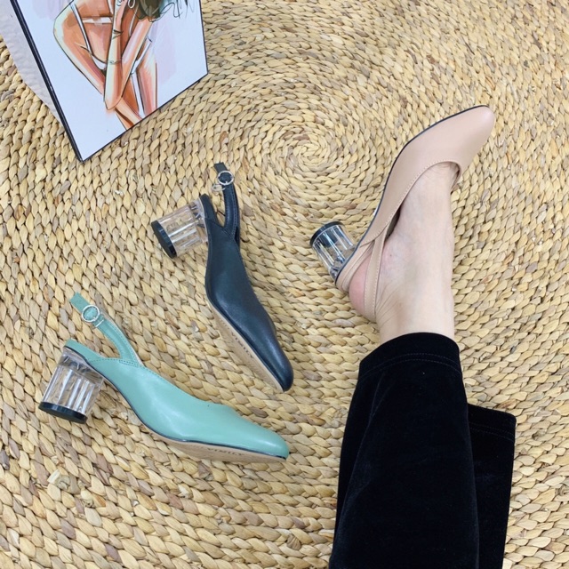 SORAMISHOP - SLINGBACK NỮ GÓT TRONG SUỐT 7 PHÂN