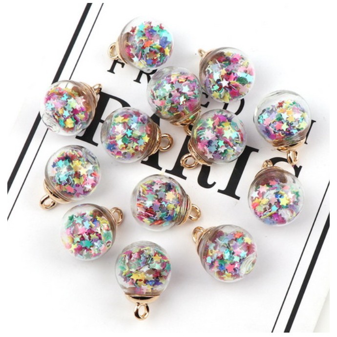 Set 5 quả cầu thủy tinh trong suốt 16mm dùng làm trang sức thủ công