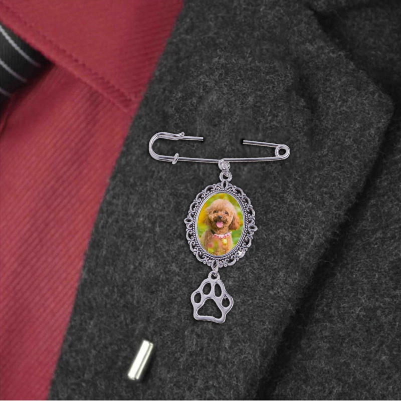 Ghim Cài Áo Hình Dấu Chân Cún / Bầu Dục Đính Đá Quý