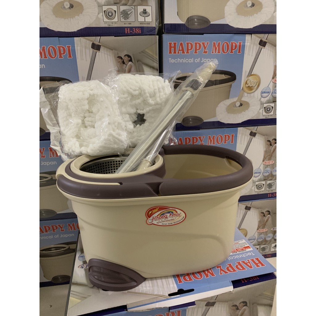 Combo Bộ Cây Lau nhà Happy Mopi + Cây lau nhà và bông lau